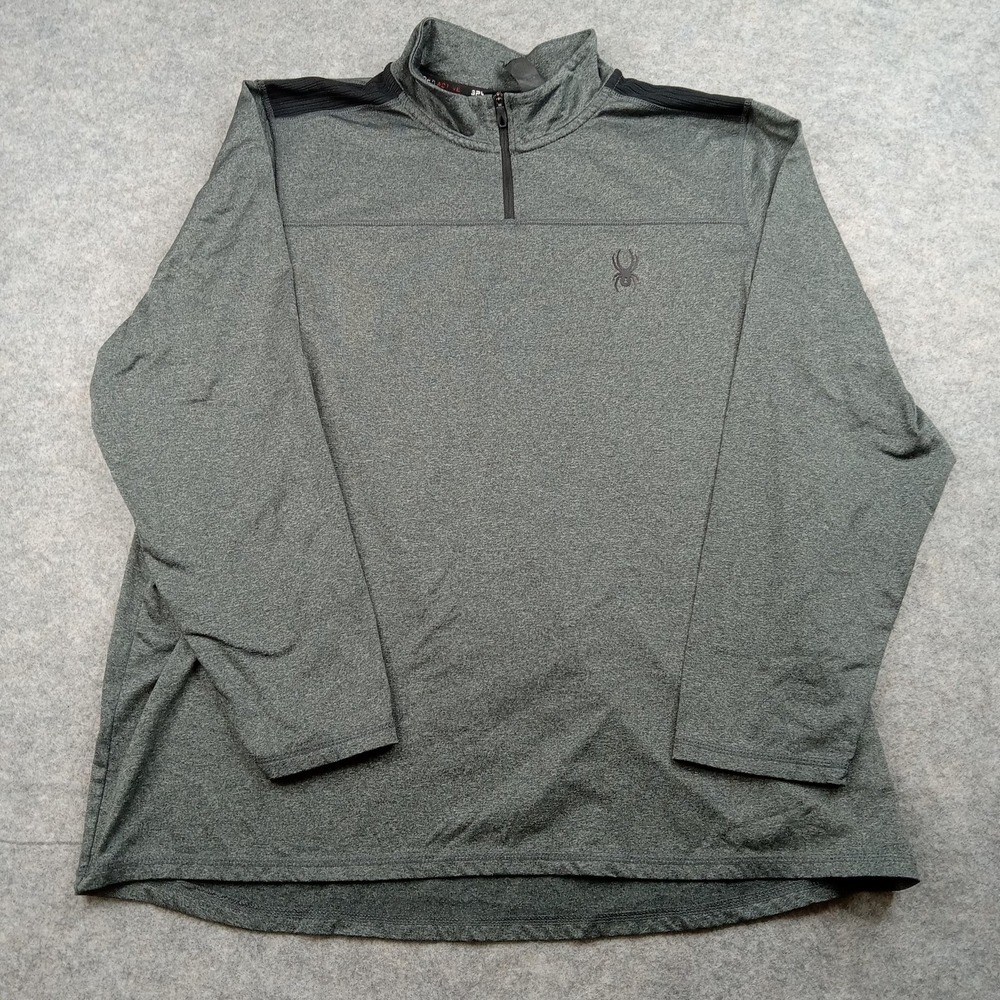 Spyder Pullover Mens XL‎ Gray Active Quarter Zip Long Sleeve Mock Neck Athletic